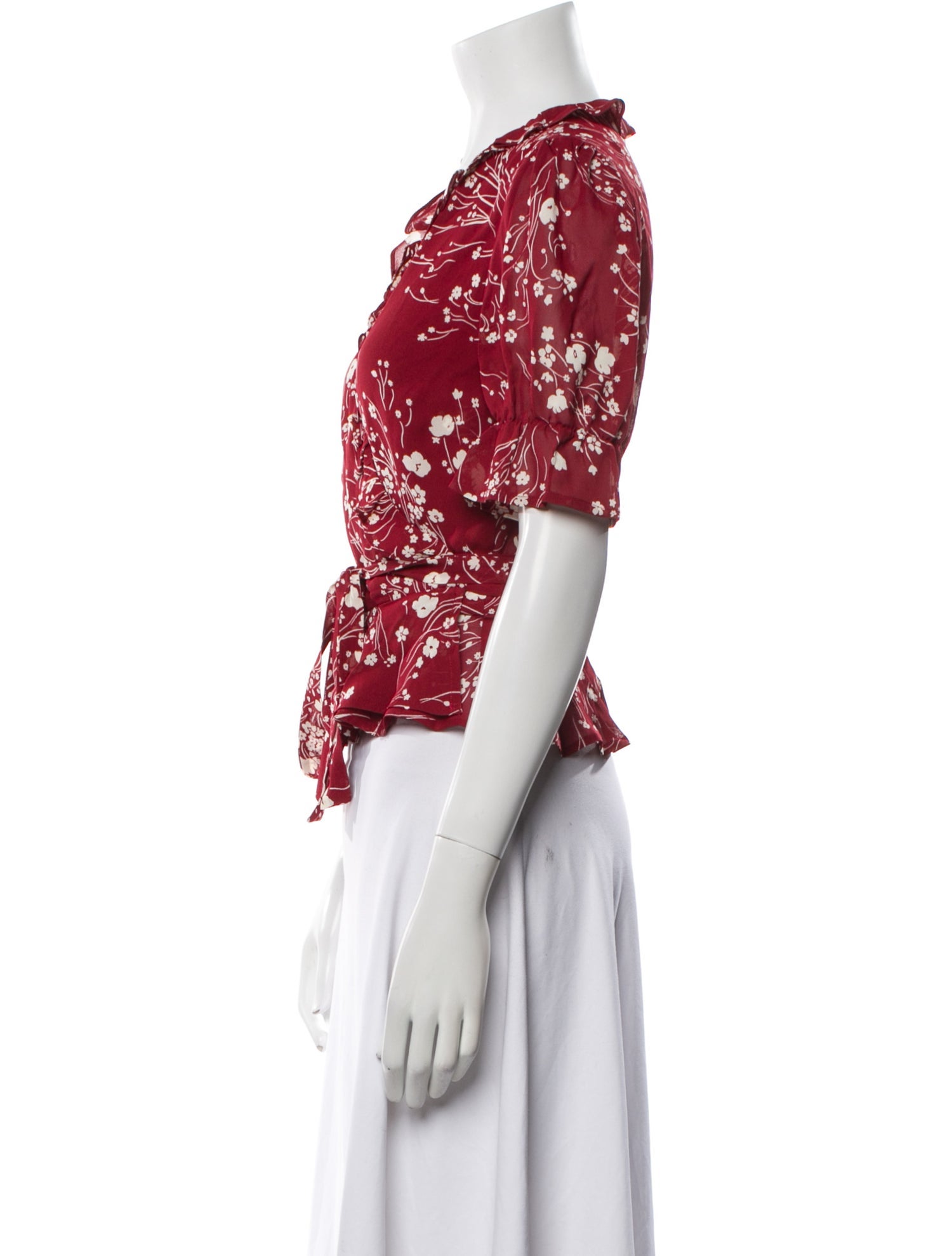 Reformation Floral Print V-Neck Crop Top