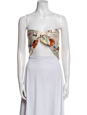 Reformation Floral Print Strapless Crop Top