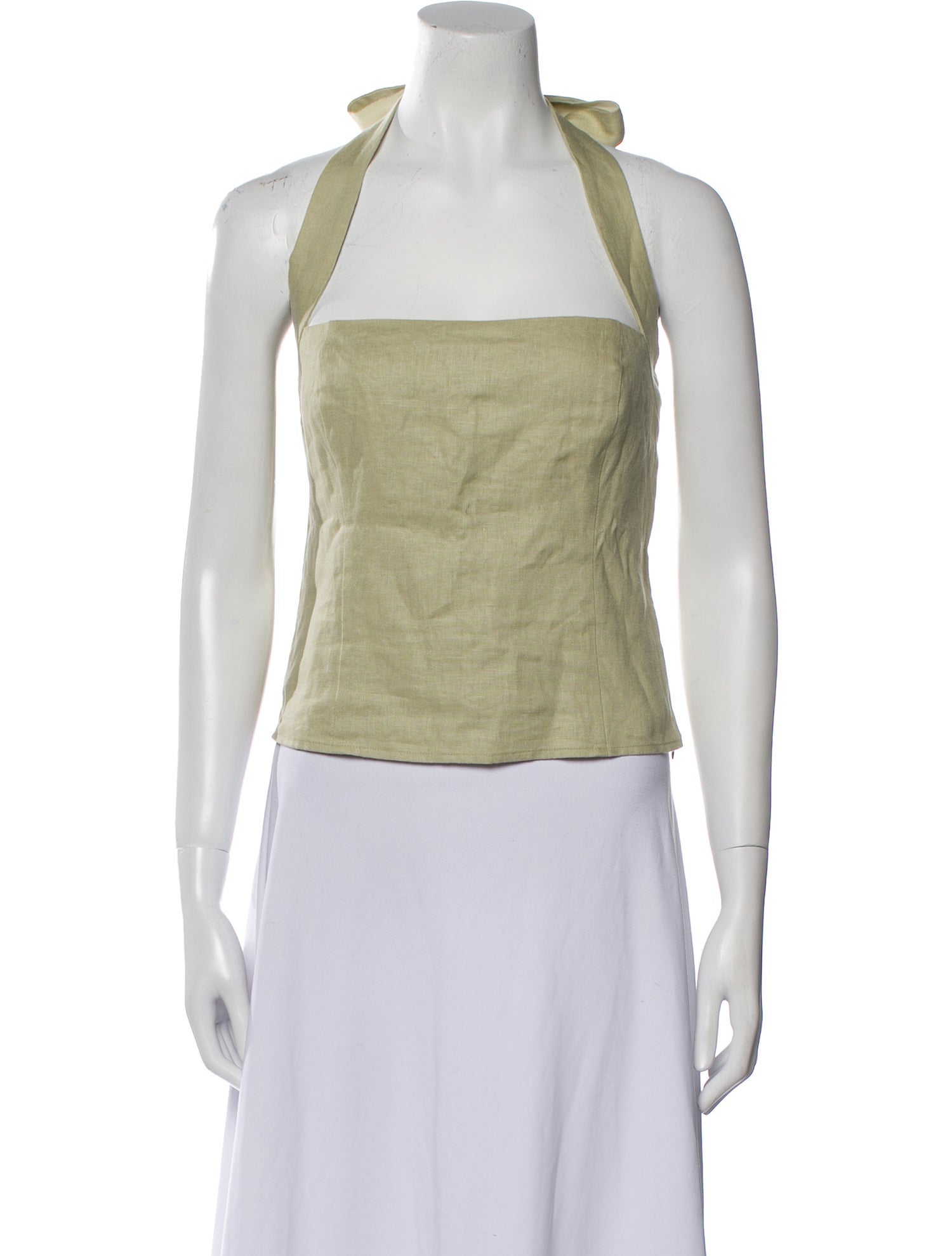 Reformation Linen Square Neckline Crop Top