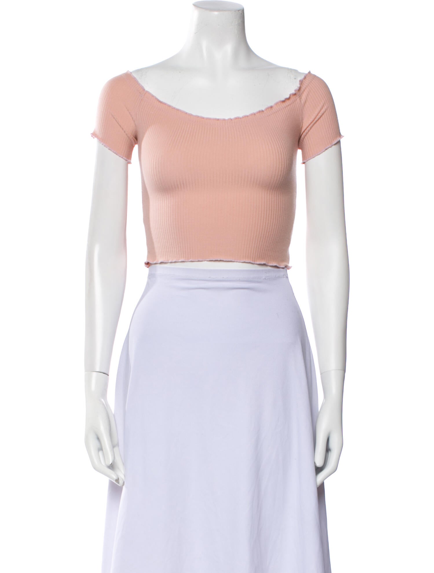 Reformation Bateau Neckline Short Sleeve Crop Top