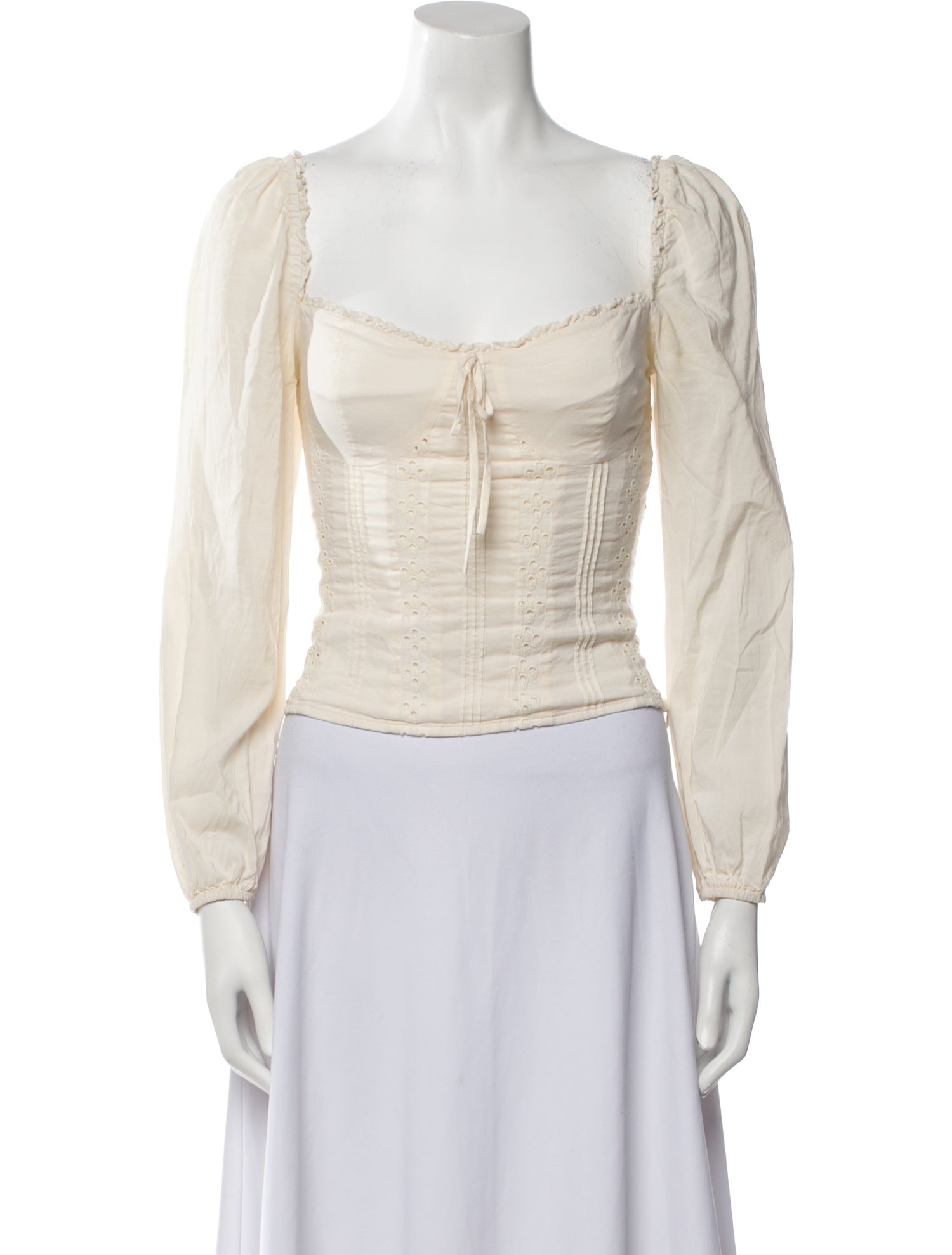 Reformation Square Neckline Long Sleeve Crop Top