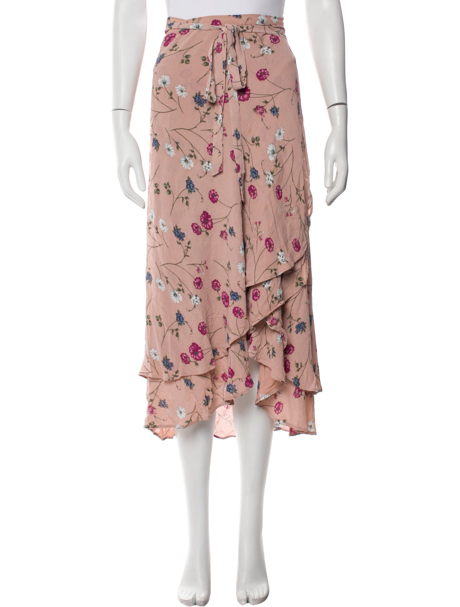 Reformation Floral Print Midi Length Skirt