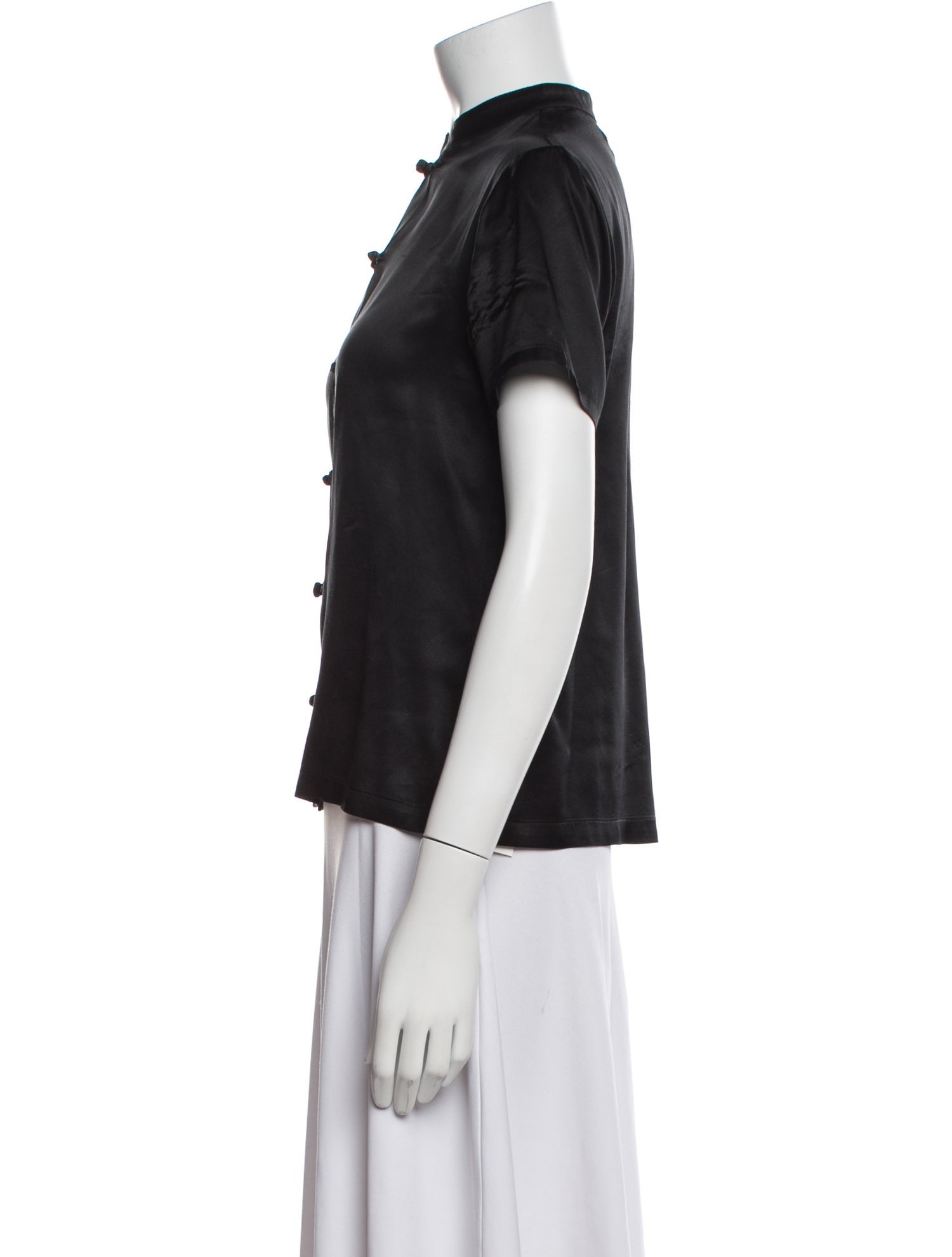 Reformation Silk Short Sleeve Button-Up Top