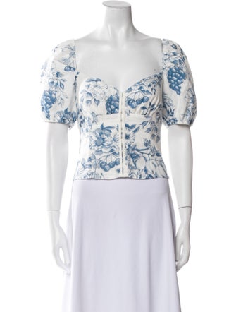 Reformation Linen Floral Print Crop Top