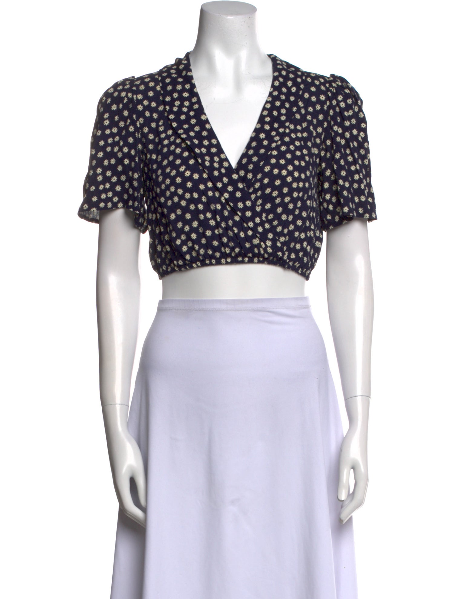 Reformation Floral Print Short Sleeve Crop Top