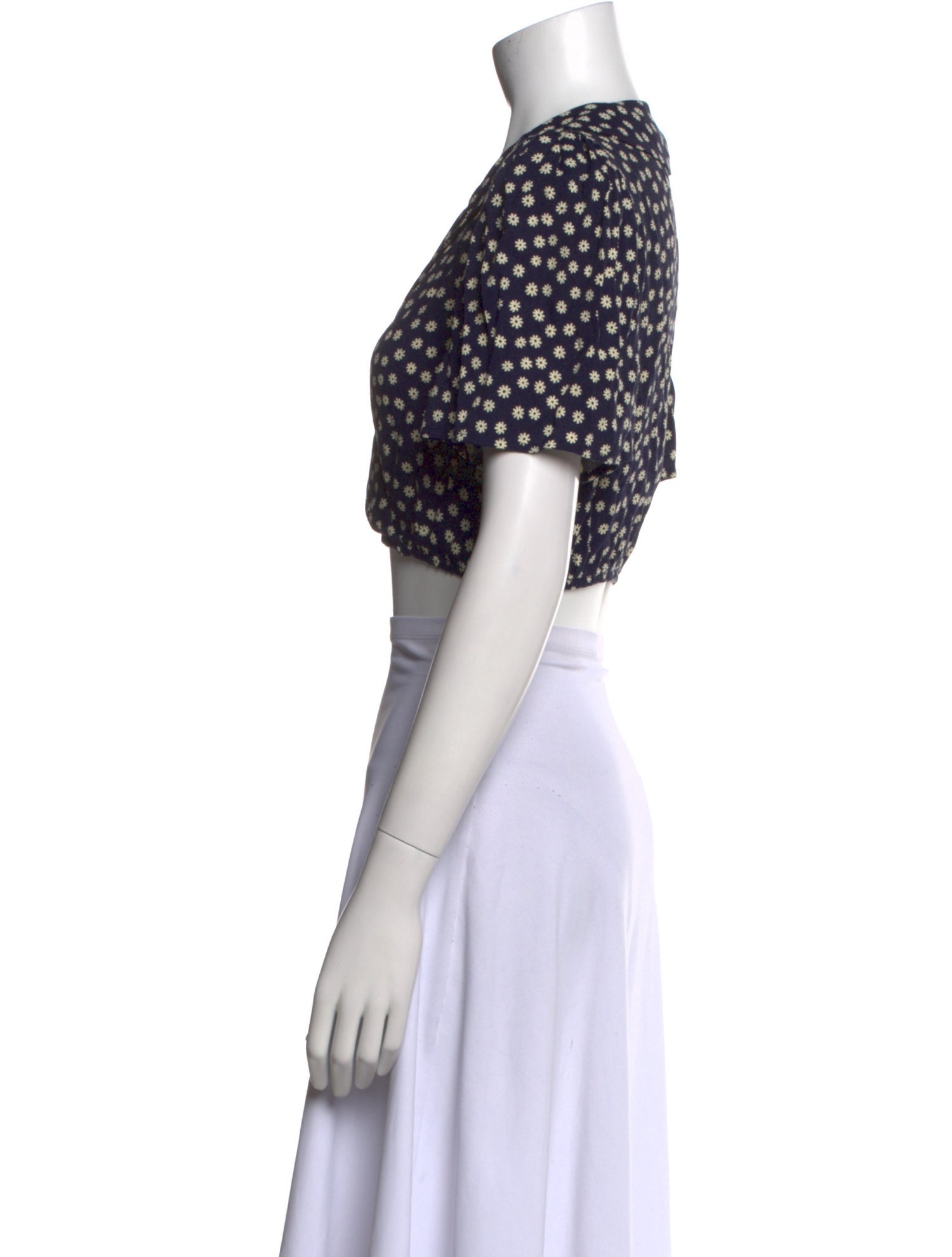 Reformation Floral Print Short Sleeve Crop Top