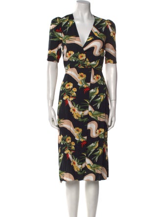 Reformation Floral Print Midi Length Dress