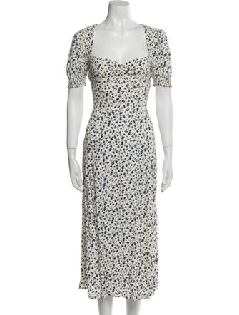 Reformation Floral Print Midi Length Dress
