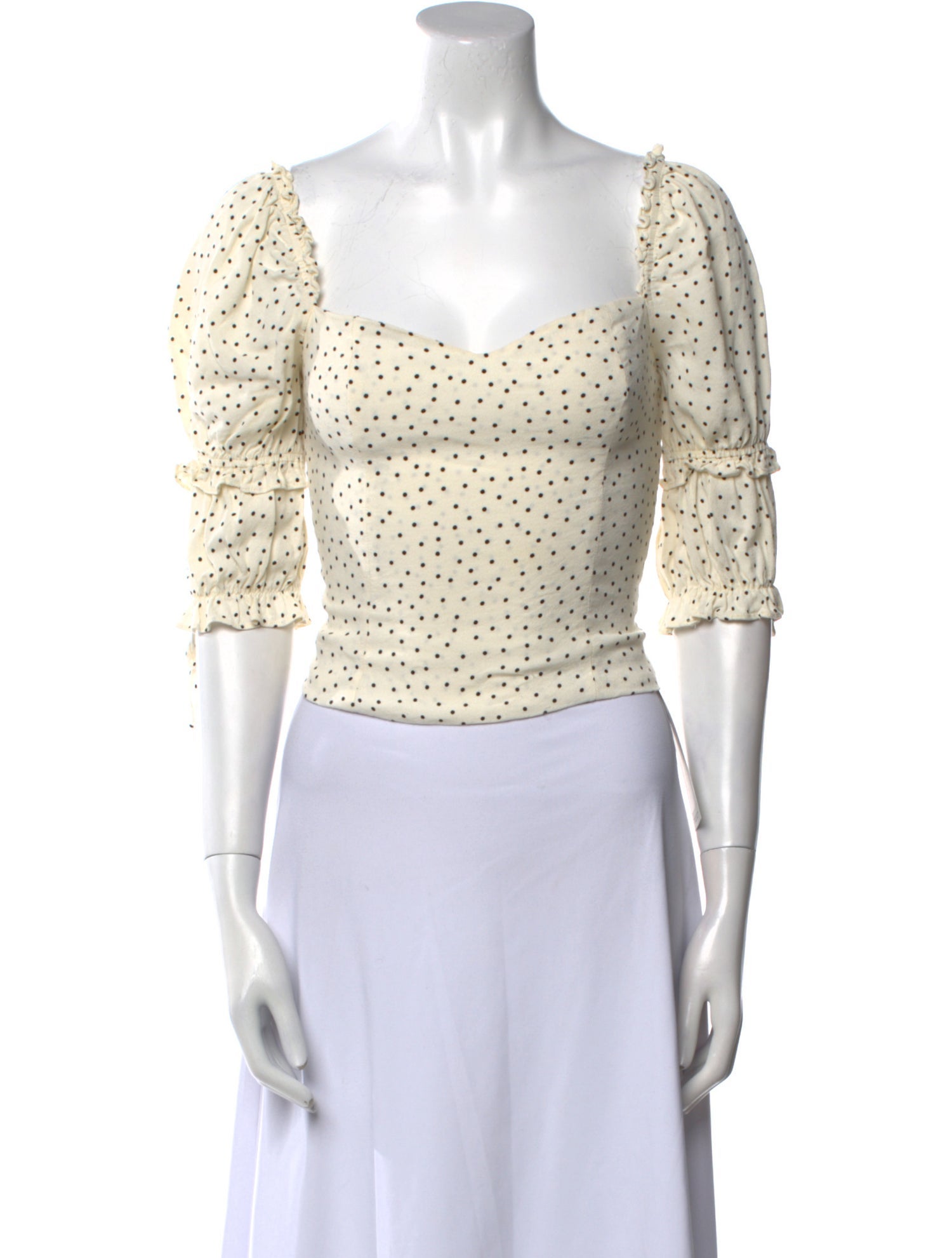 Reformation Polka Dot Print Square Neckline Crop Top