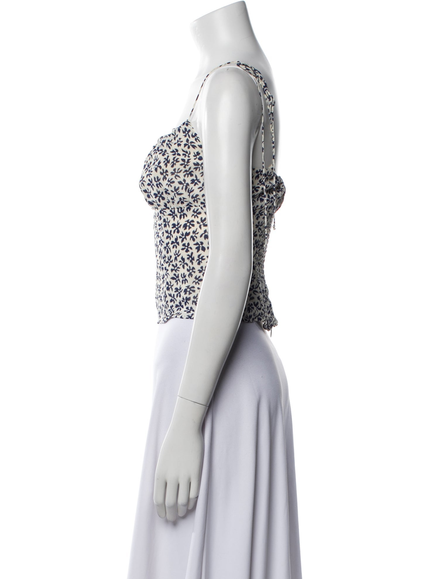 Reformation Floral Print V-Neck Crop Top