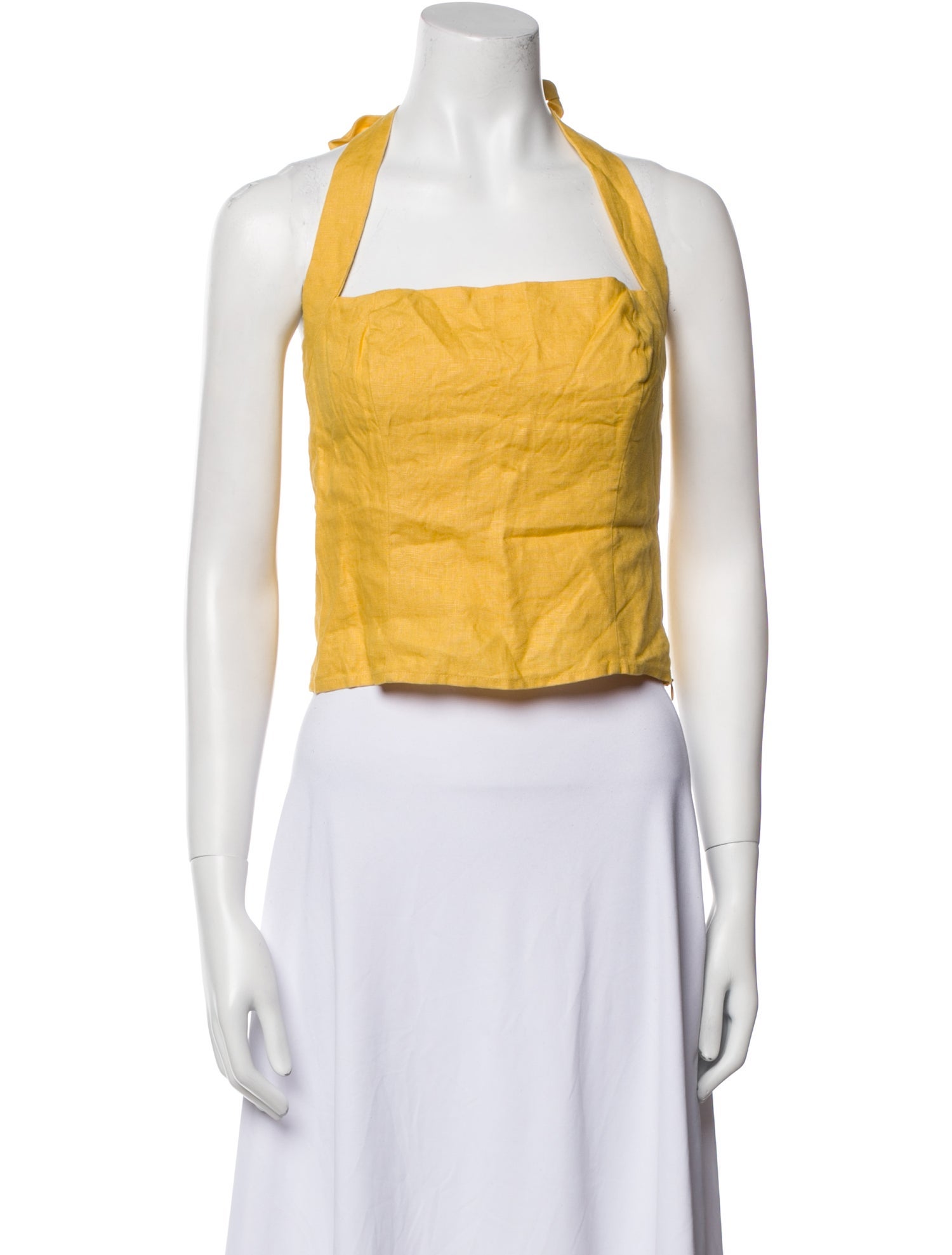 Reformation Linen Square Neckline Crop Top