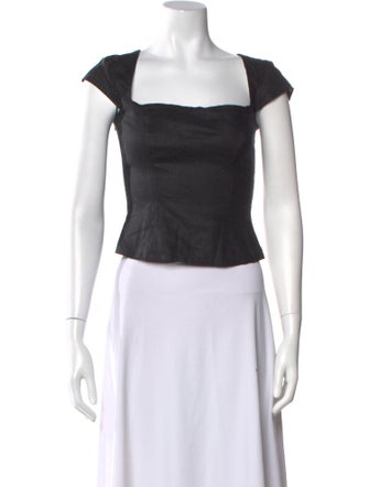 Reformation Linen Square Neckline Crop Top