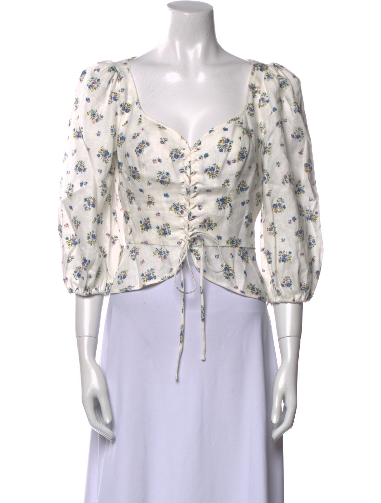 Reformation Linen Floral Print Crop Top