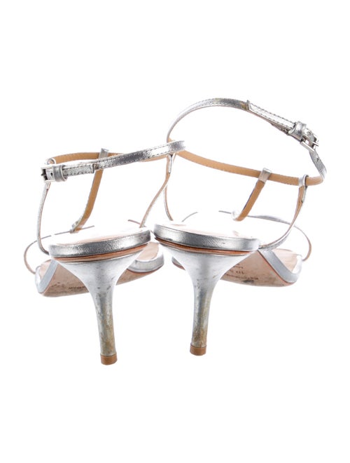 Reformation Leather Crystal Embellishments T-Strap Sandals