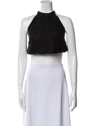 Reformation Silk Lace Pattern Crop Top