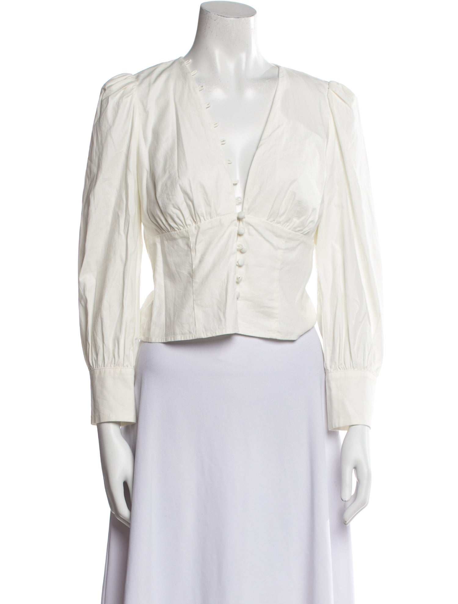 Reformation V-Neck Long Sleeve Crop Top