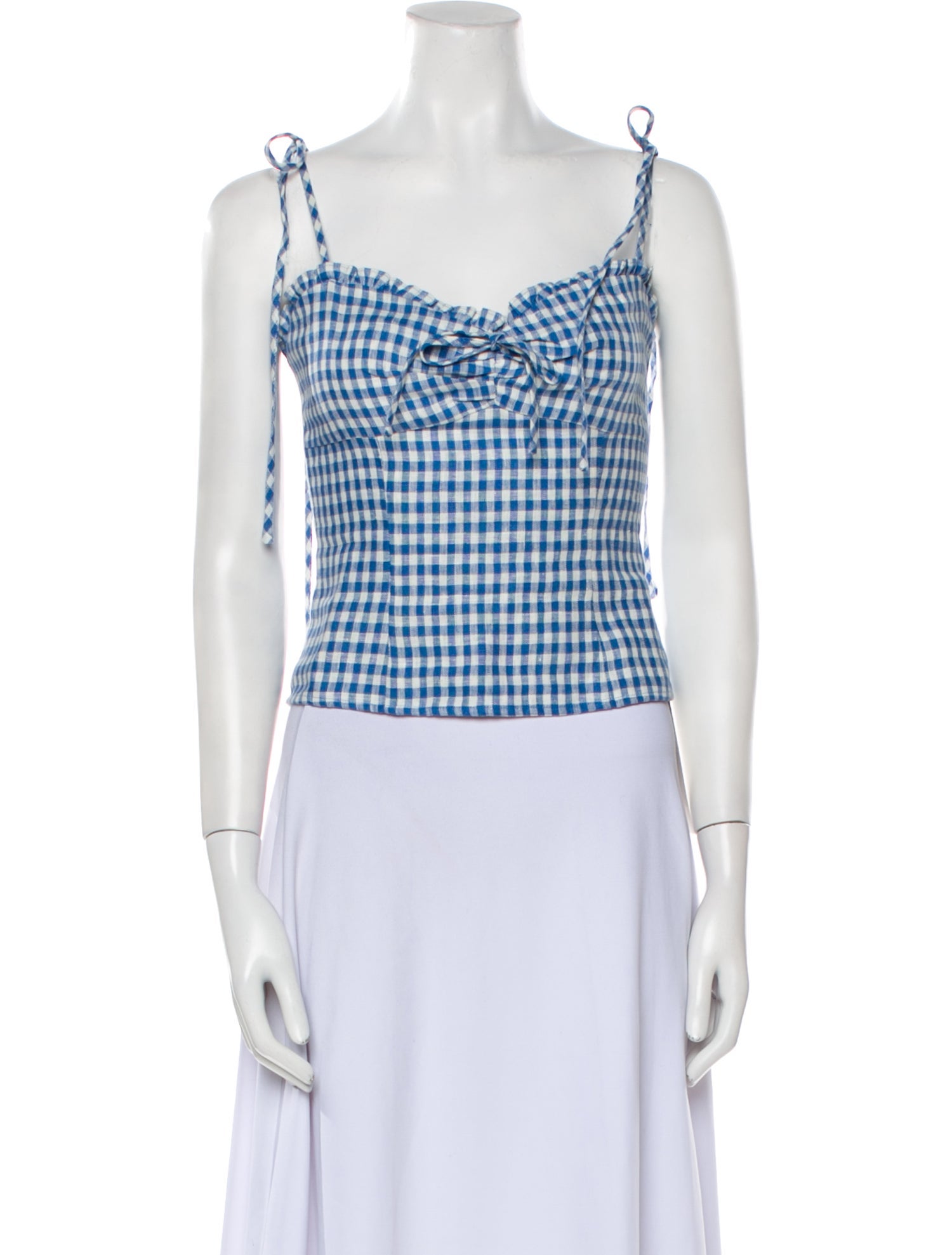 Reformation Linen Plaid Print Crop Top