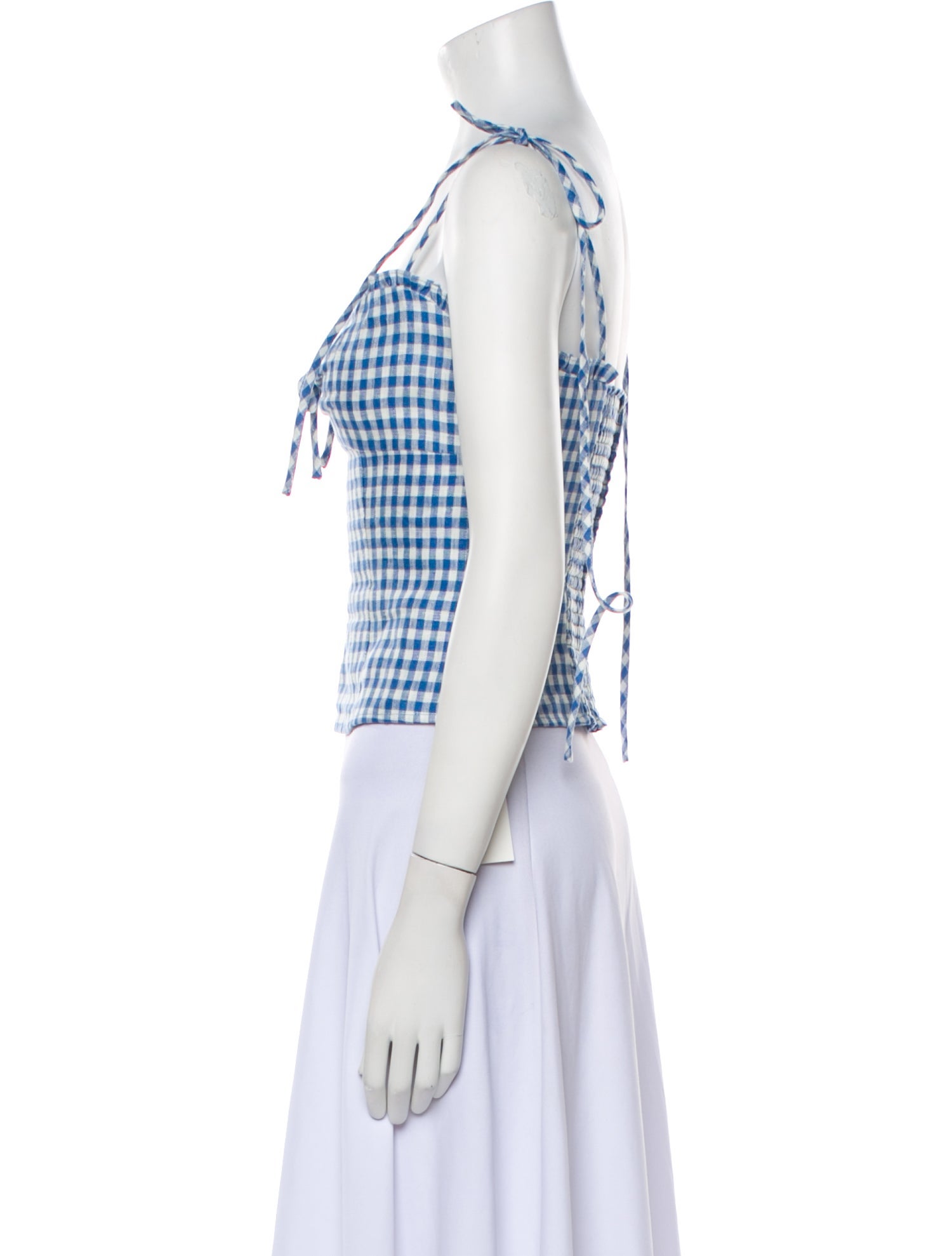 Reformation Linen Plaid Print Crop Top