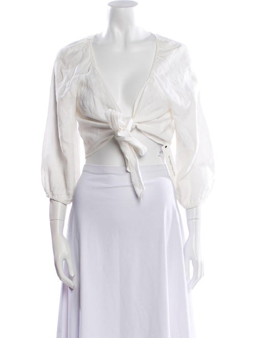 Reformation Linen V-Neck Crop Top