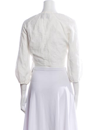 Reformation Linen V-Neck Crop Top