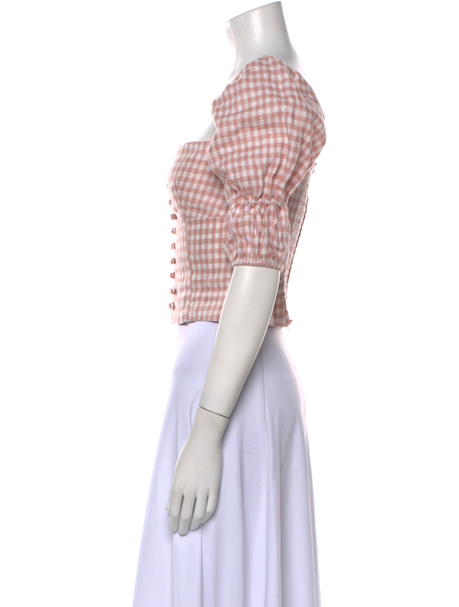 Reformation Linen Plaid Print Crop Top