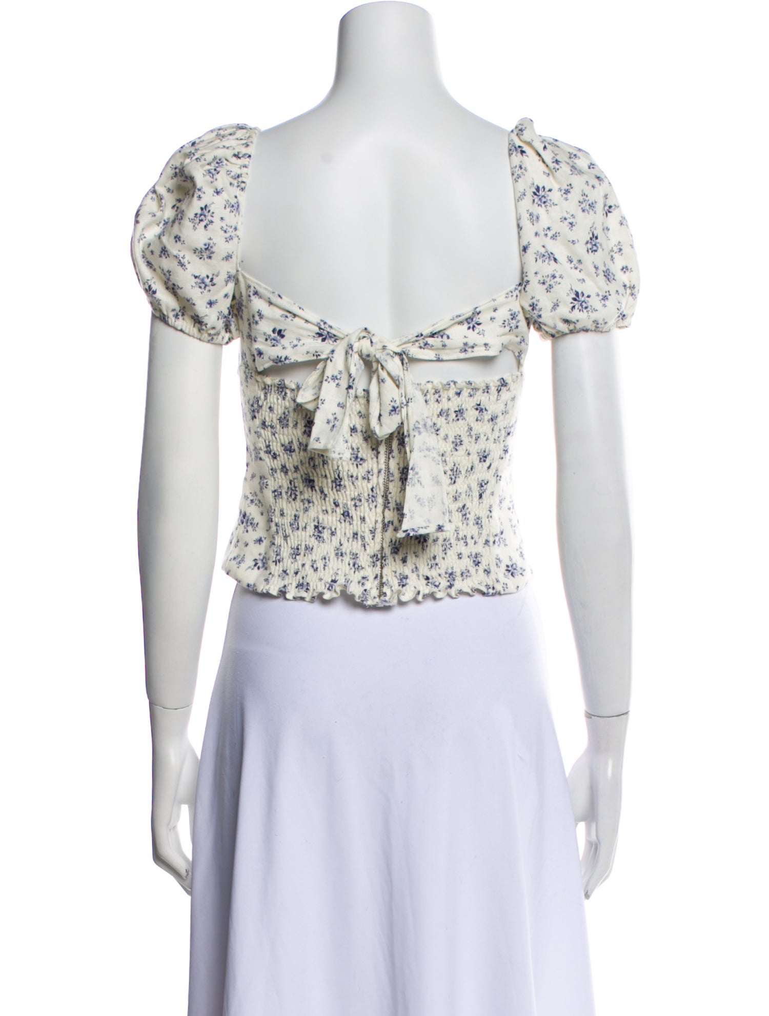 Reformation Linen Floral Print Crop Top
