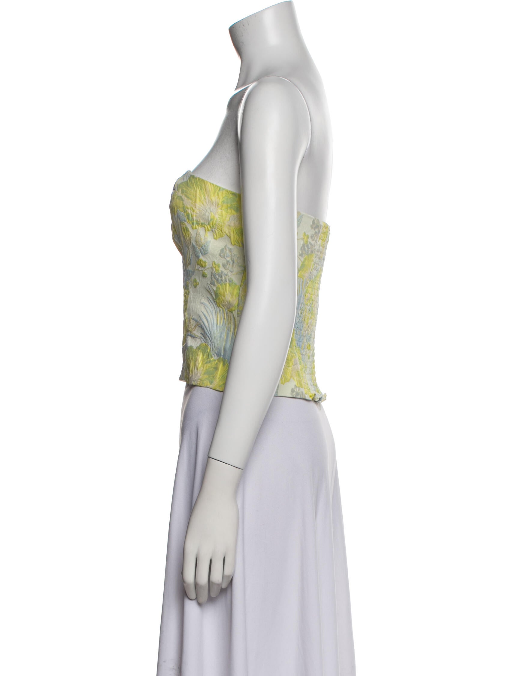 Reformation Floral Print Strapless Crop Top