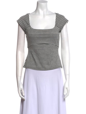 Reformation Plaid Print Square Neckline Crop Top