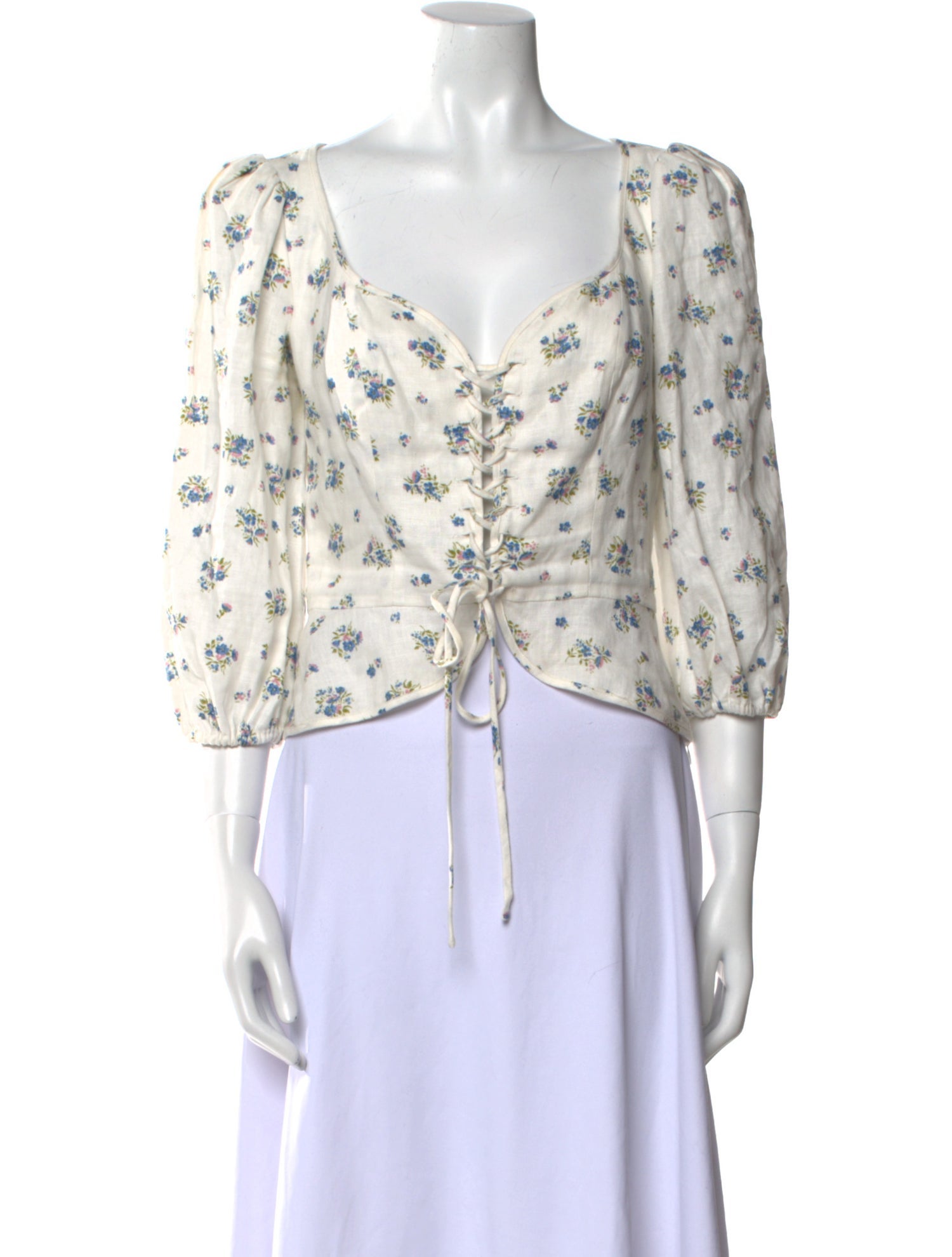 Reformation Linen Floral Print Crop Top