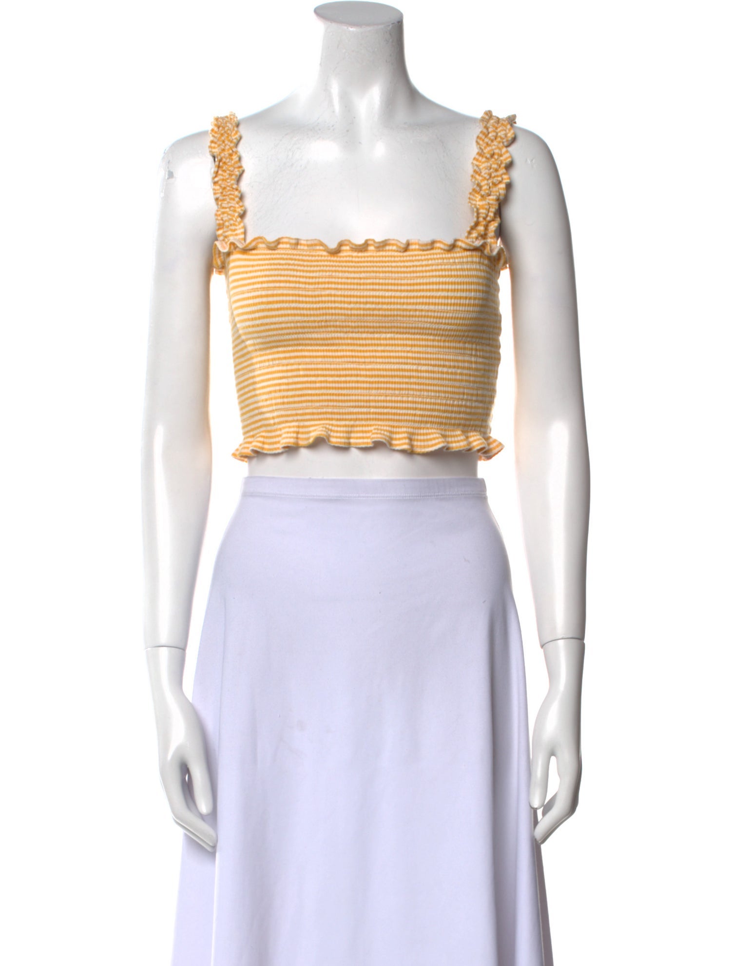 Reformation Striped Square Neckline Crop Top