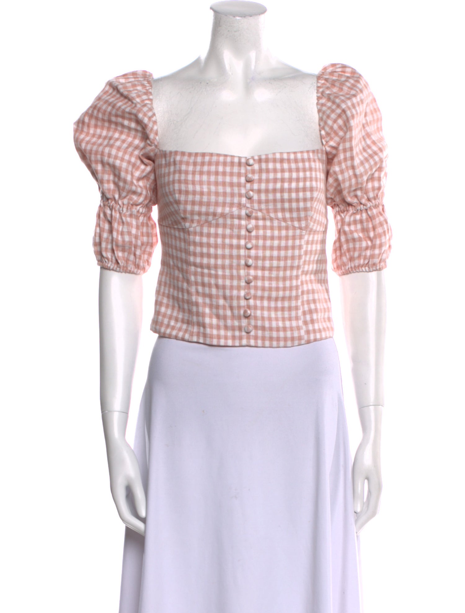 Reformation Silk Plaid Print Crop Top