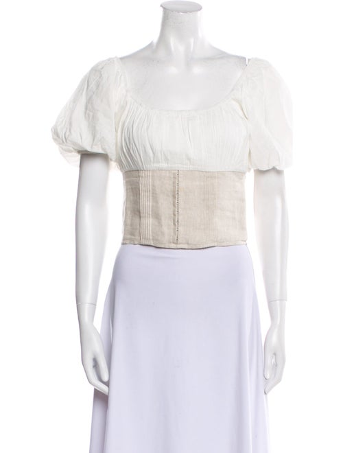 Reformation Linen Off-The-Shoulder Crop Top