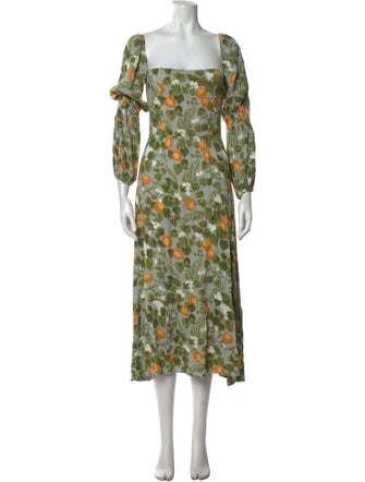 Reformation Floral Print Midi Length Dress