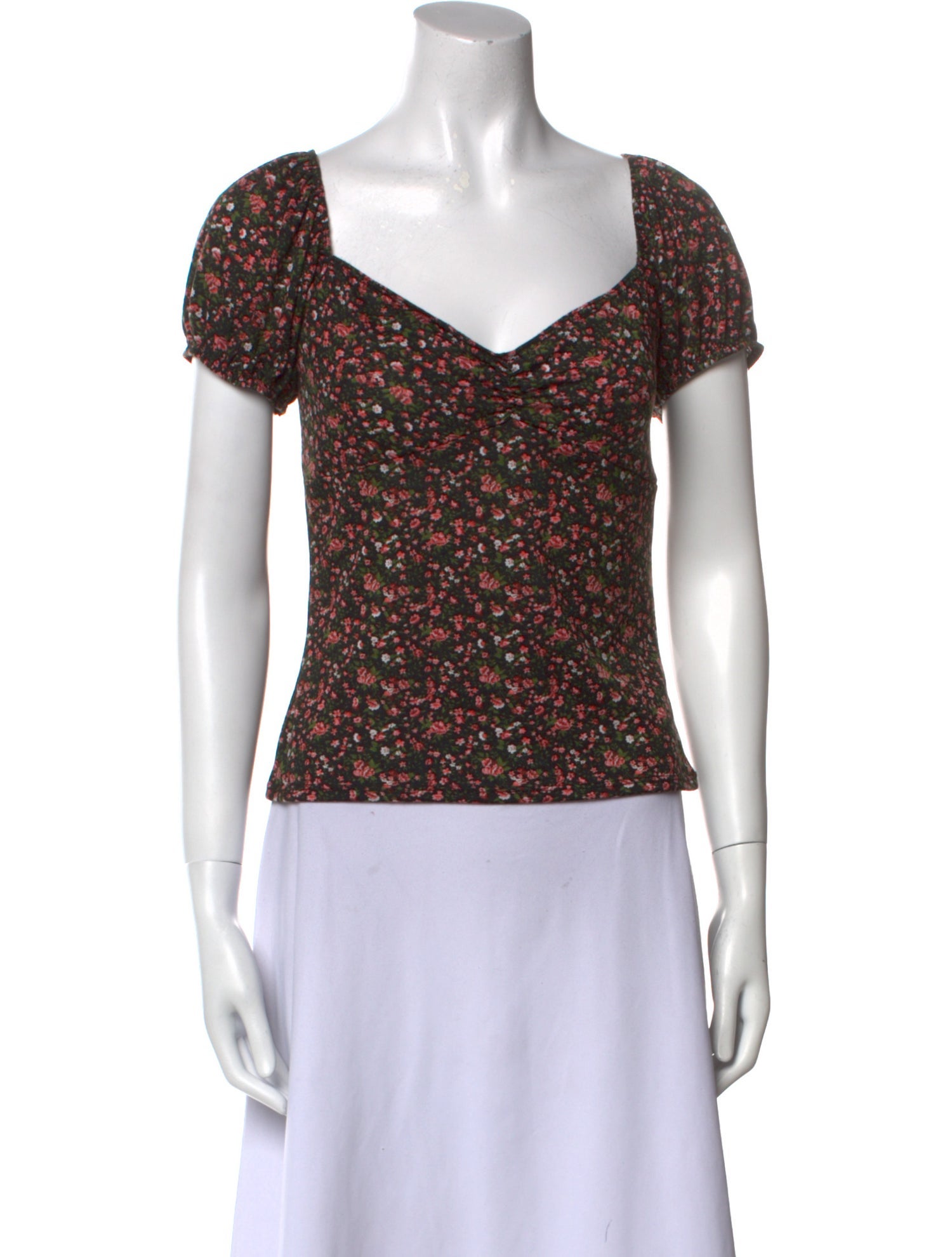 Reformation Floral Print V-Neck Top