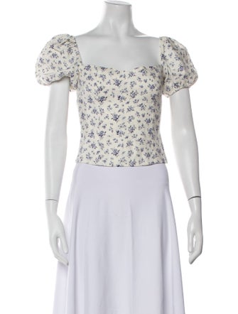 Reformation Linen Floral Print Crop Top