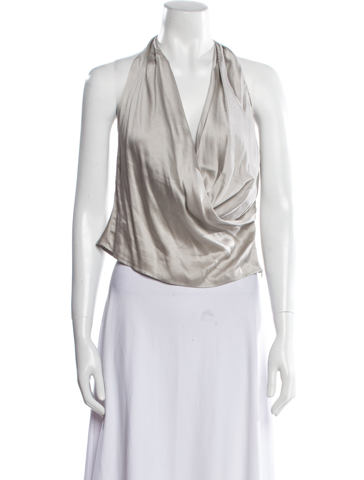 Reformation Silk Cowl Neck Crop Top