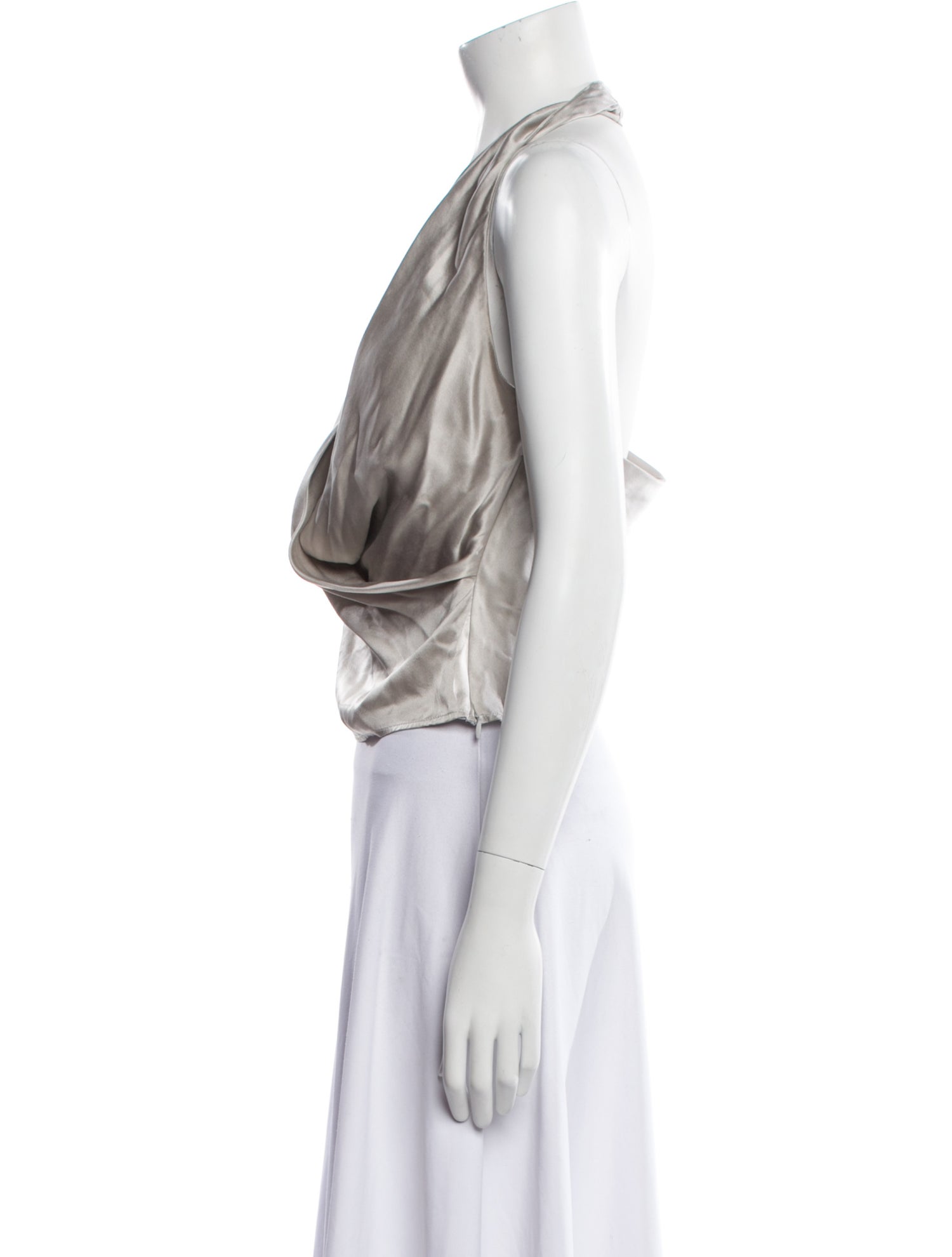 Reformation Silk Cowl Neck Crop Top