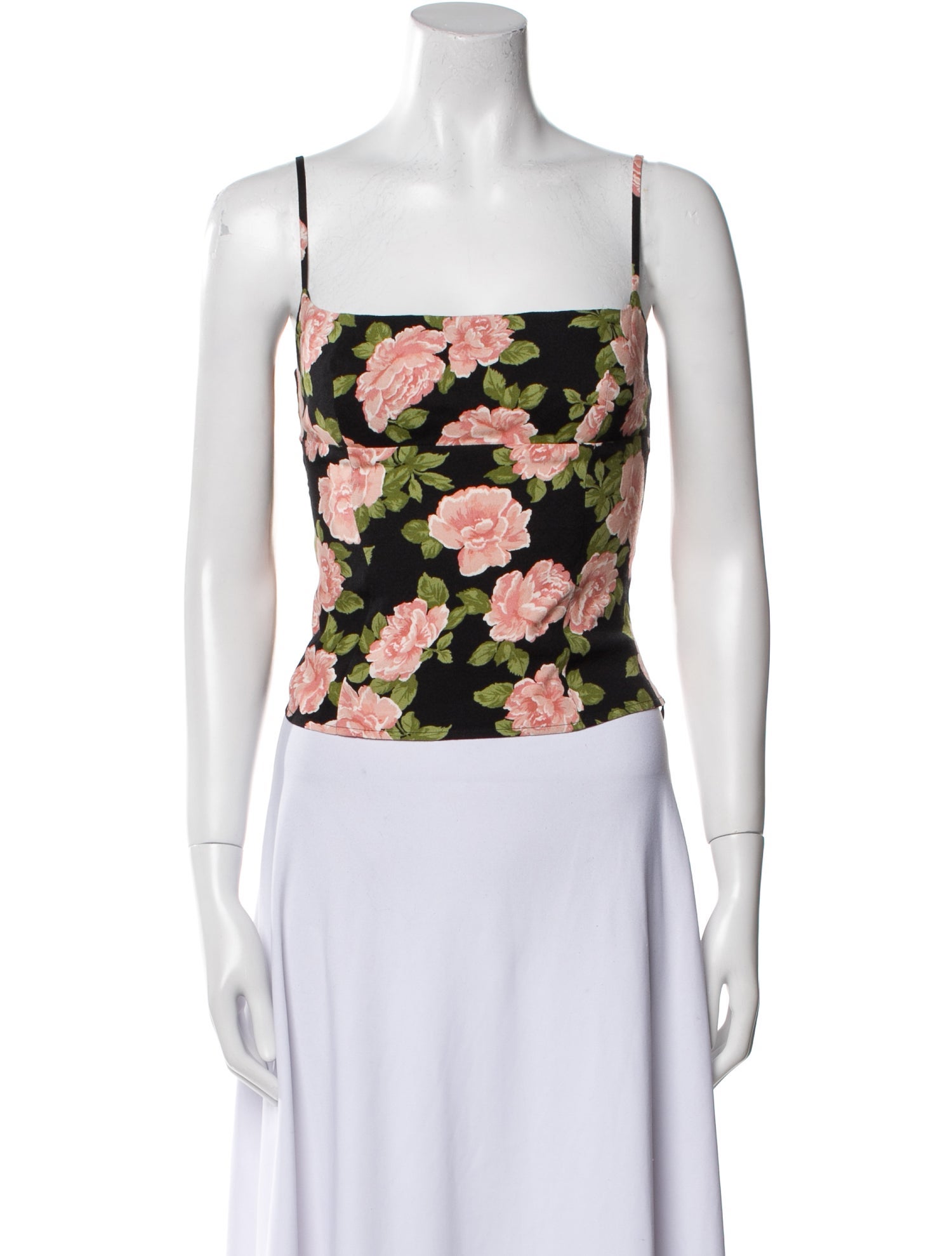 Reformation Floral Print Square Neckline Crop Top