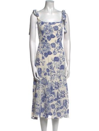 Reformation Floral Print Midi Length Dress