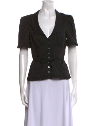 Reformation V-Neck Short Sleeve Button-Up Top