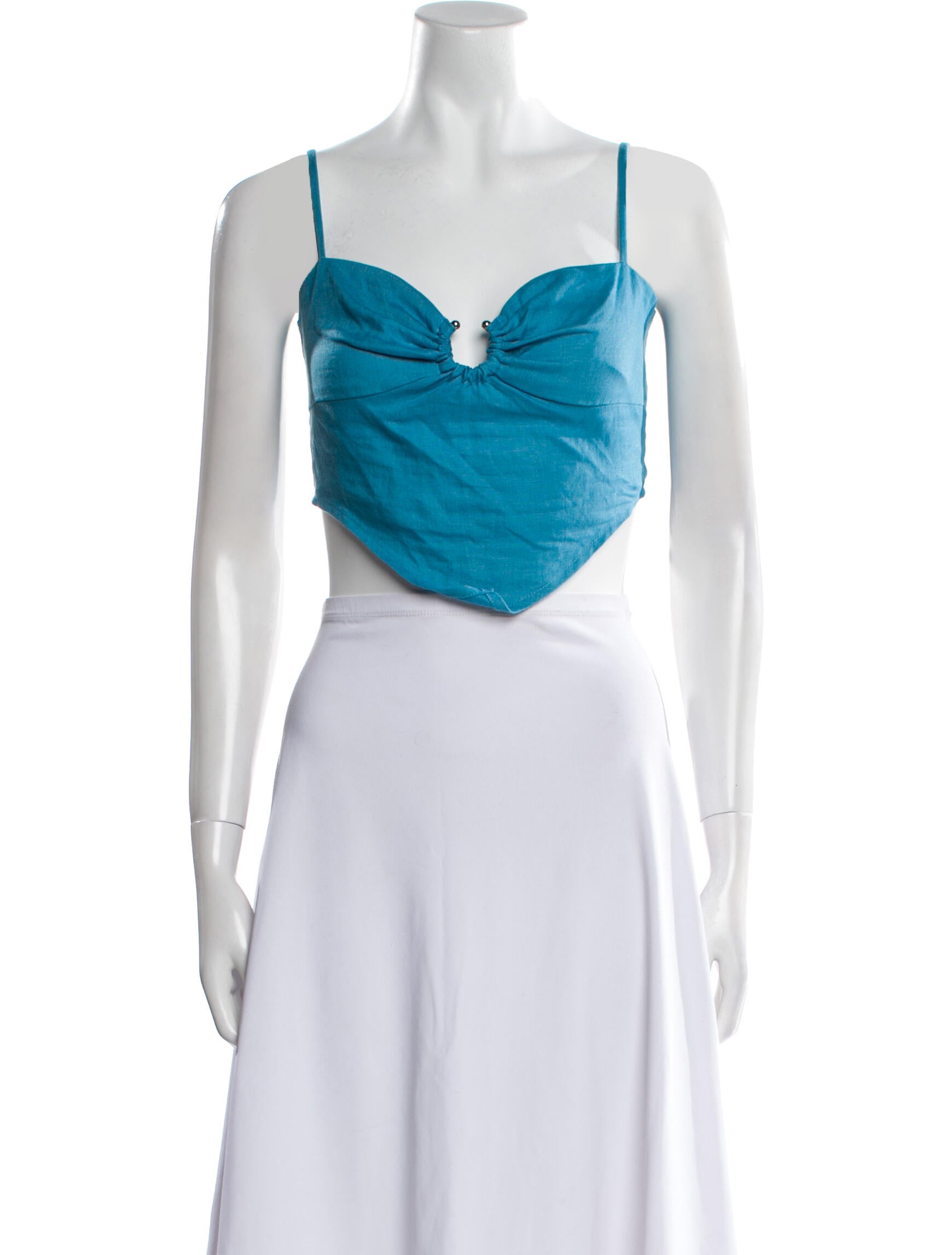 Reformation Linen Square Neckline Crop Top