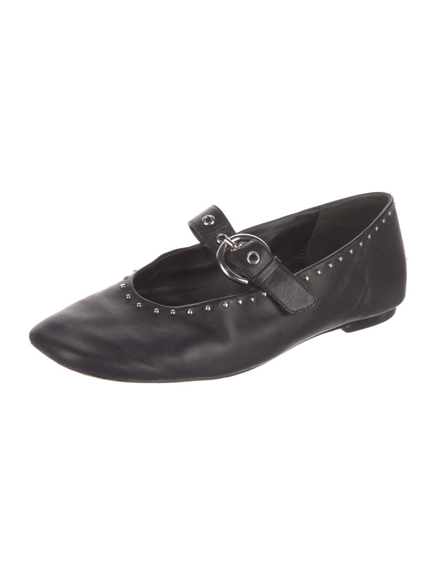 Reformation Leather Studded Accents Mary Jane Flats
