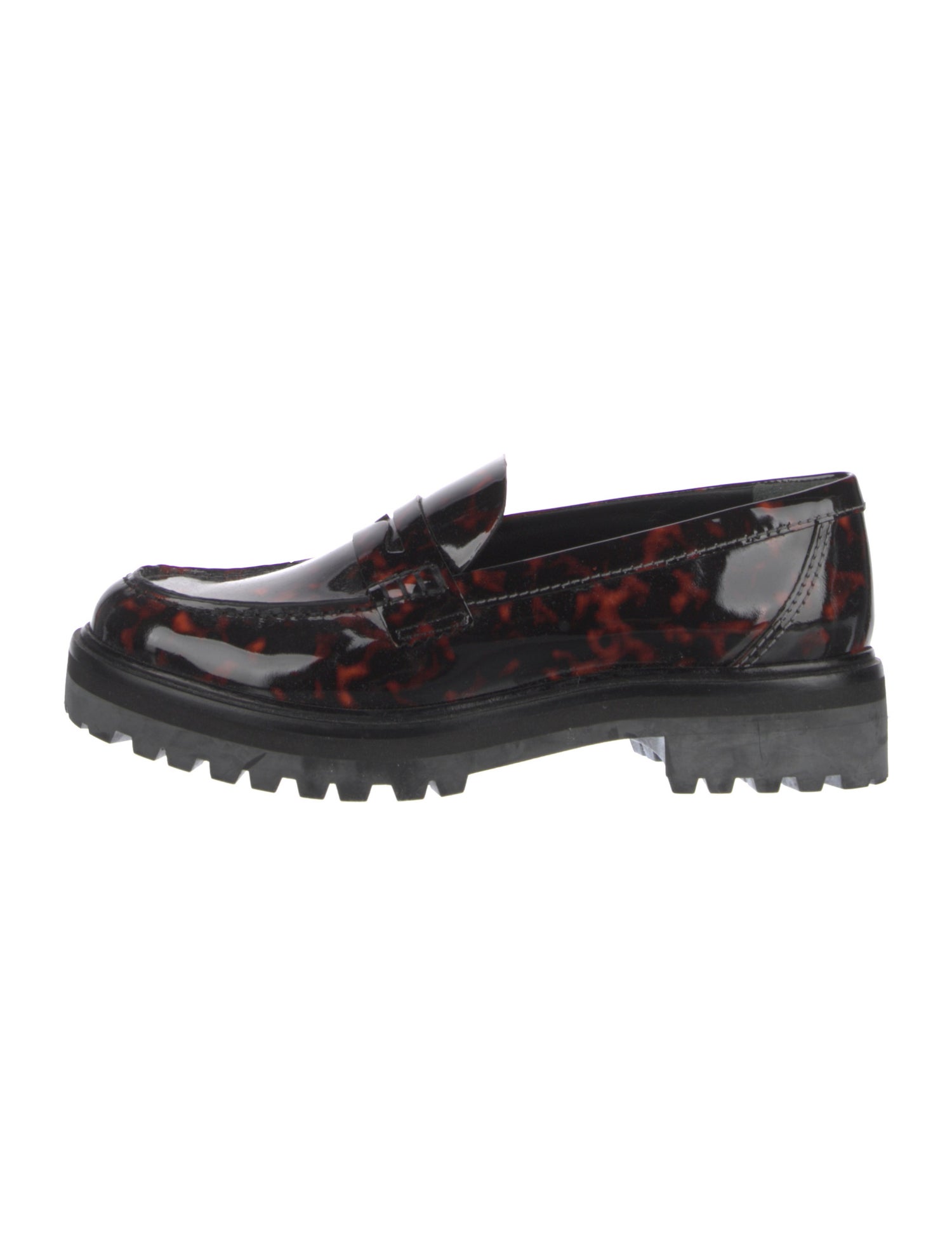 Reformation Patent Leather Animal Print Loafers