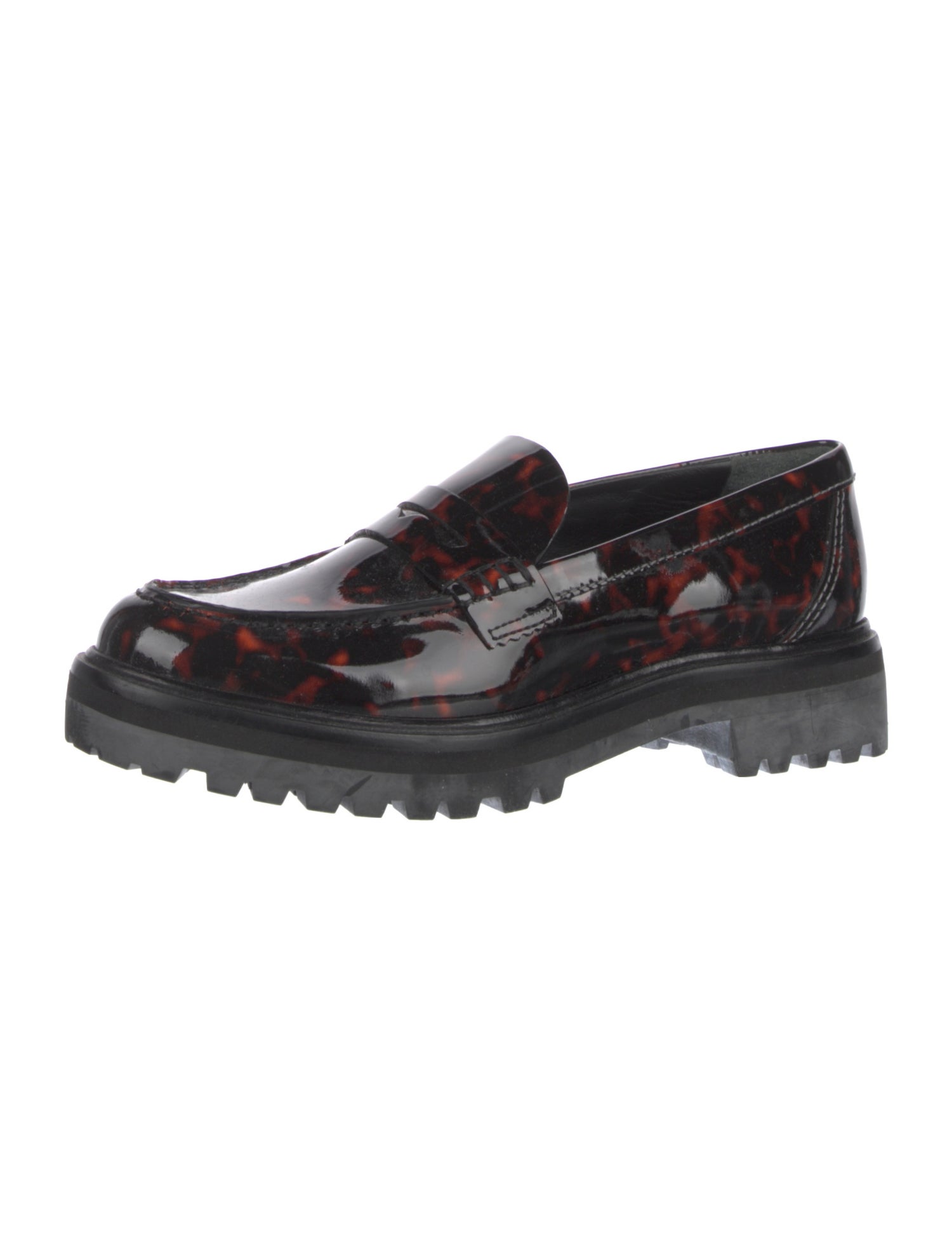 Reformation Patent Leather Animal Print Loafers
