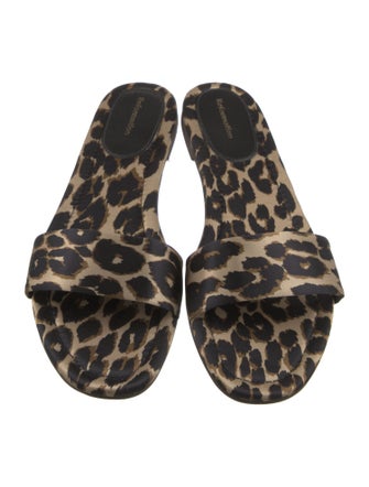 Reformation Satin Animal Print Slides