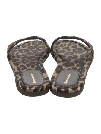 Reformation Satin Animal Print Slides