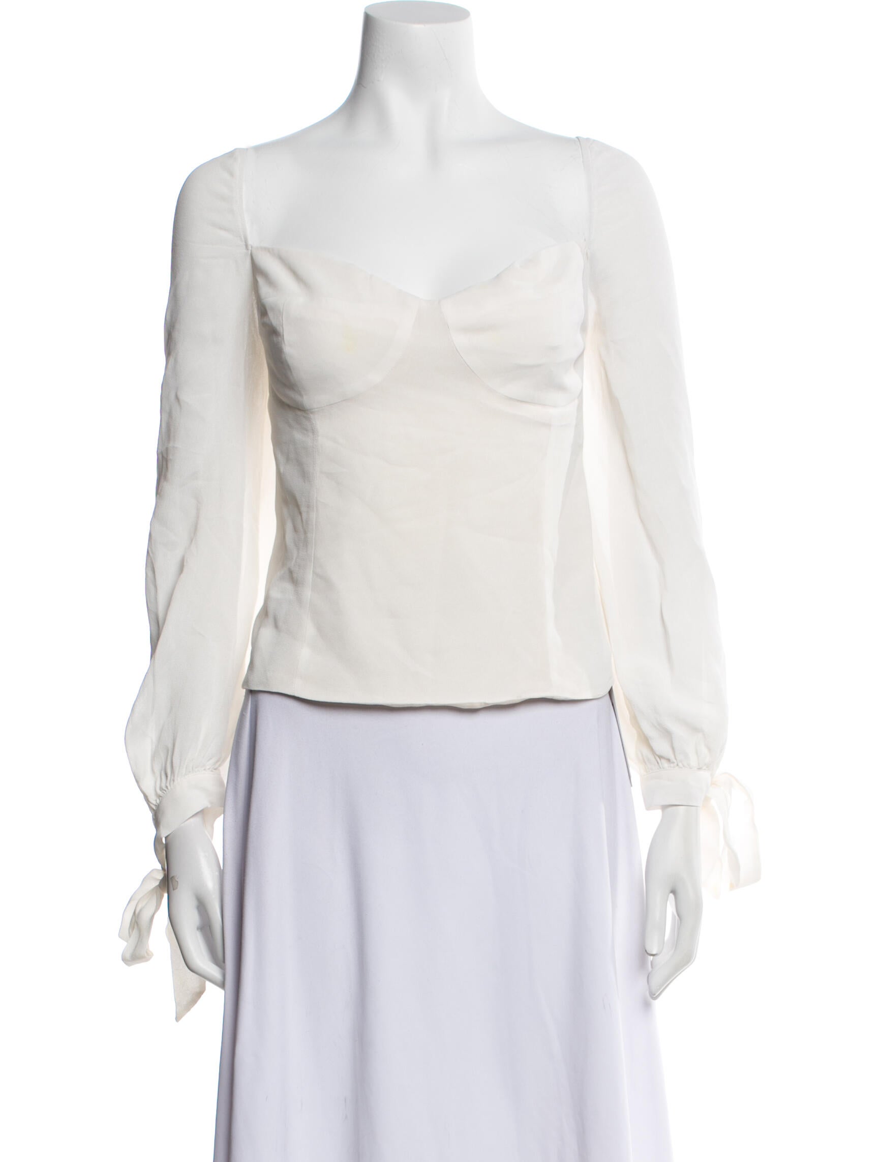 Reformation Square Neckline Long Sleeve Blouse