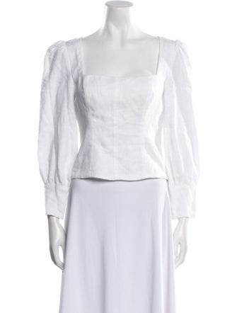 Reformation Linen Square Neckline Crop Top