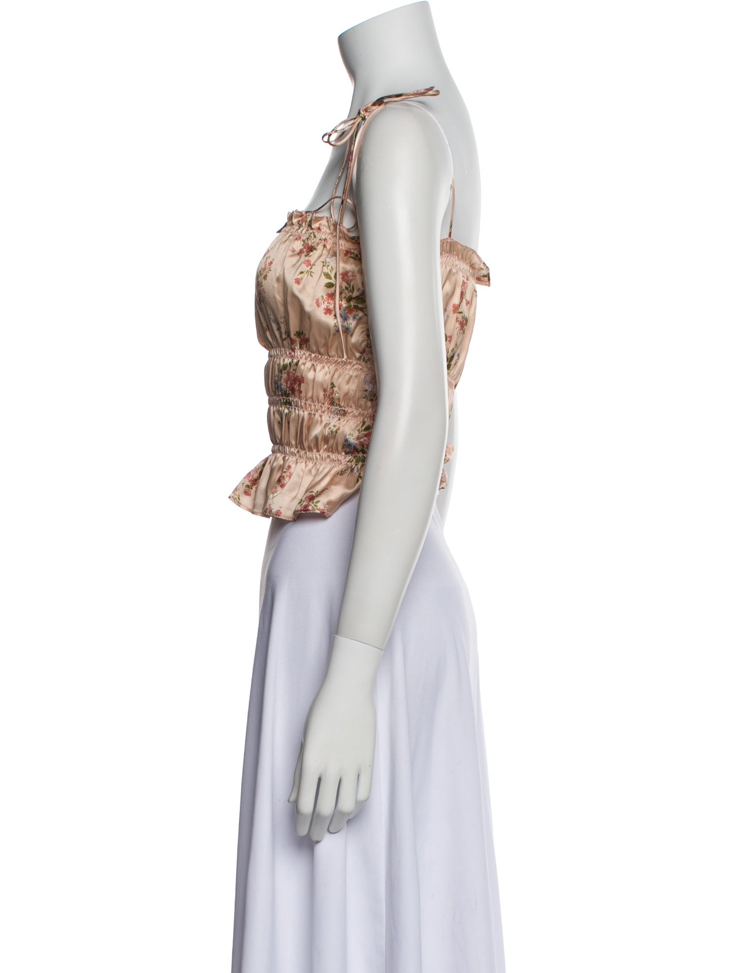 Reformation Silk Floral Print Crop Top