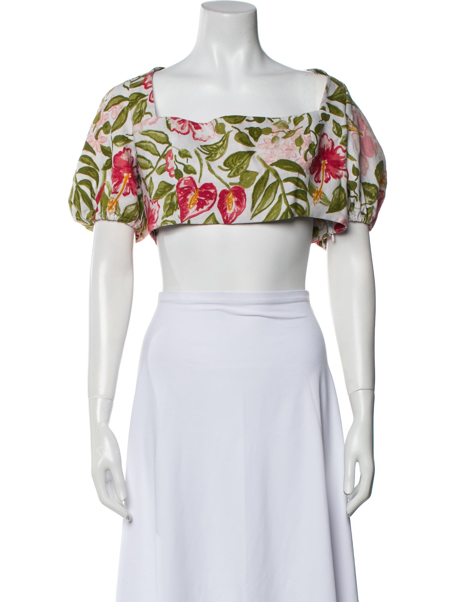 Reformation Linen Floral Print Crop Top